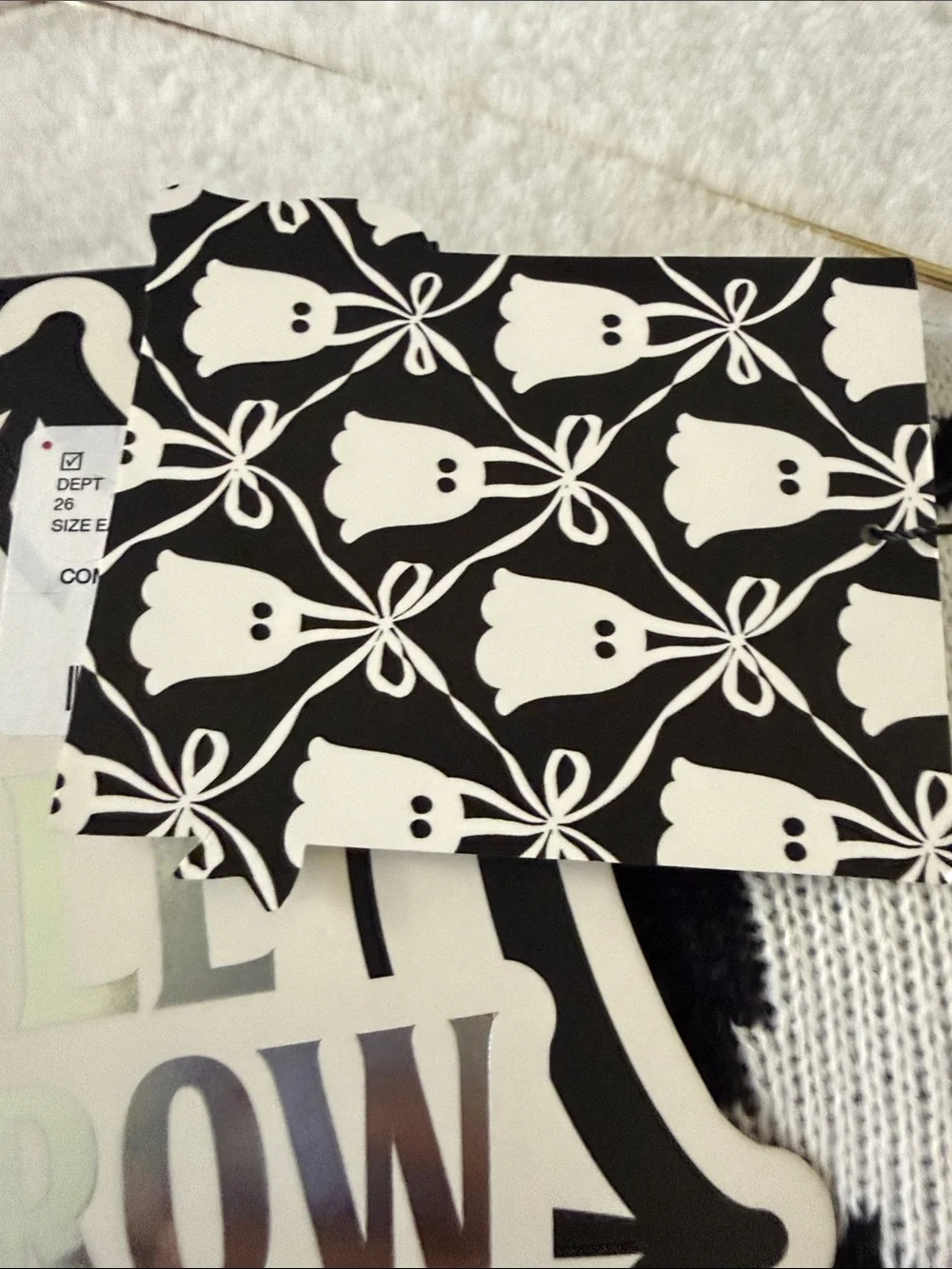 Halloween Black and White Ghost Knit blanket